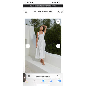 Women's Robin Piccone Jo Smocked Long Dress Size S Off White